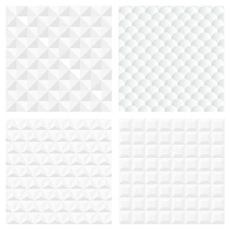 White geometric seamless patterns. Vector set of backgroundsのイラスト素材