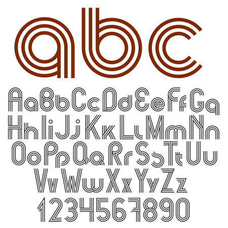 Alphabet letters, numbers and punctuation marks. Vector setのイラスト素材