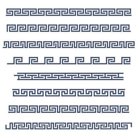 Set of border decoration elements seamless patterns in Greece style. Vector collectionのイラスト素材