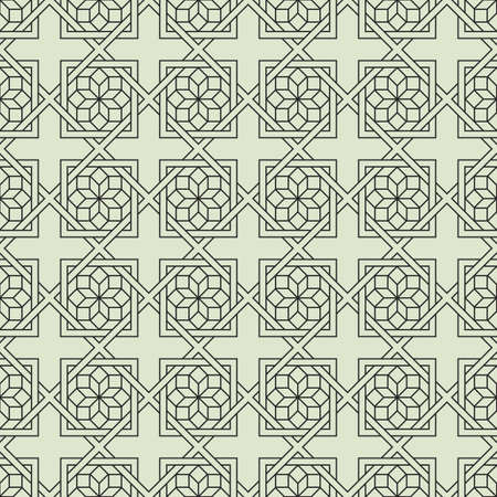 Geometric Seamless pattern with stylized flower in Arabic style. Floral Oriental ornament. East Style Wallpaper. Vector backgroundのイラスト素材