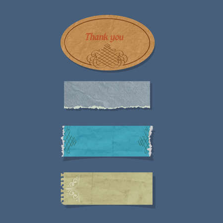 Vintage Label and Banners on dirty Old Paper Texture with Calligraphic elements. Old-fashioned style for design.Vector setのイラスト素材