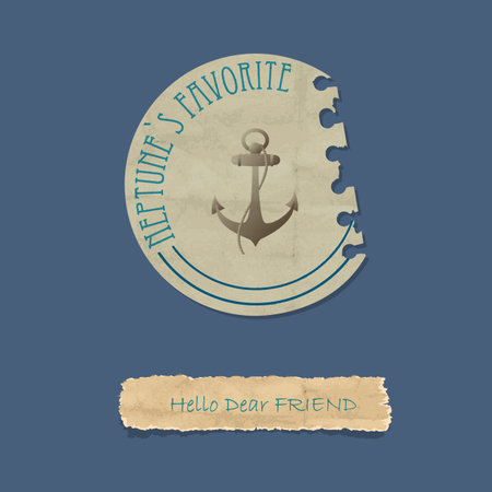 Vintage Label with anchor and torn paper  banner.Nautical design template on dirty old paper texture. Old-fashioned elements for design.Vector EPS10のイラスト素材