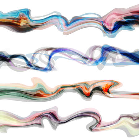 Set of abstract colorful waves. Transparent smoke wave. Wavy element for design. Vector collection of abstract wave patternのイラスト素材