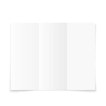 Blank white tri-fold paper brochure with shadow. Vector illustrationのイラスト素材