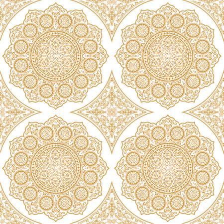 East delicate seamless pattern with Mandala - Round Ornament. Vector background. Oriental wallpaperのイラスト素材