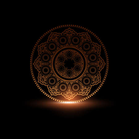 Mystical Round Ornament Pattern with light. Arabic, Islamic, East style. Vector illustration for greeting card, postcard, invitation, poster, banner etc. Oriental decorative elementのイラスト素材