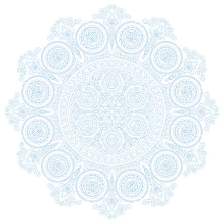 Delicate lace mandala pattern in boho style on white background. Vector ethnic design elementのイラスト素材