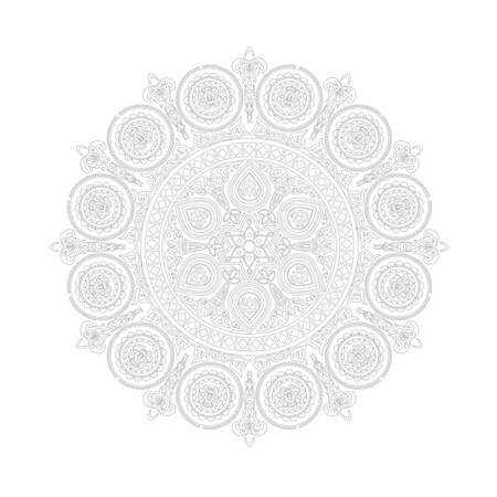 Ethnic lace mandala pattern in boho style on white. Vector ethnic design elementのイラスト素材