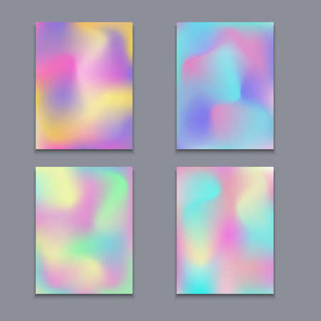 Hologram bright colorful backgrounds set. Vector mesh template.  Design for greeting card, report, cover, book, print,poster,brochure,magazineのイラスト素材