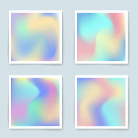 Hologram colorful backgrounds set in pastel colors. Vector mesh template.  Design for greeting card, report, cover, book, print,poster,brochure,magazineのイラスト素材