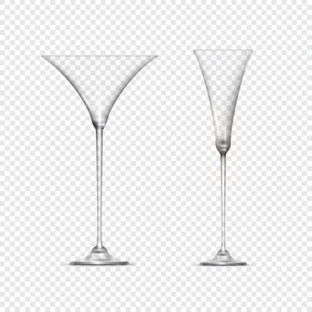 Two transparent empty glasses goblets. Vector iconのイラスト素材