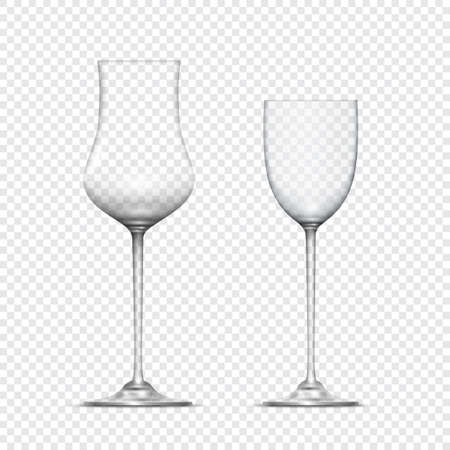 Two transparent realistic empty glasses goblets. Vector iconのイラスト素材