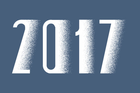 Happy New Year 2017 text design. Vector greeting illustration with effect snow