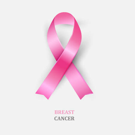 Pink Ribbon - Breast Cancer Awareness. Concept symbol breast cancer awareness month. Vector Illustrationのイラスト素材