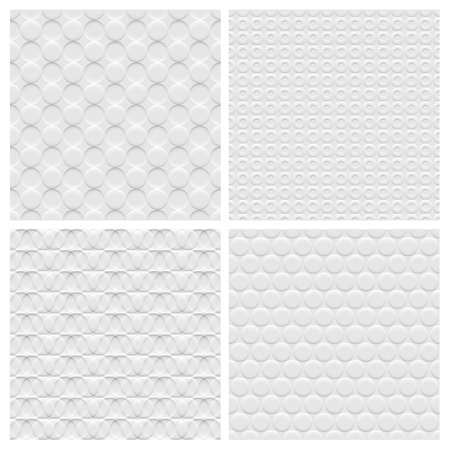 Set of four white background seamless pattern with circles.Vector wallpapersのイラスト素材