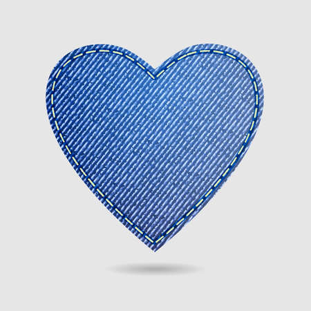 Valentines Day isolated Denim Heart. Creative design element,label,love symbol. Vector illustrationのイラスト素材