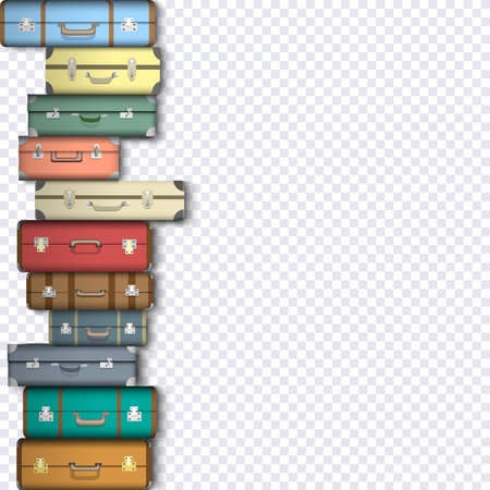 Set of suitcases on transparent background. Vector illustrationのイラスト素材