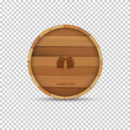 Beer label in form wooden barrel. Vector design elementのイラスト素材