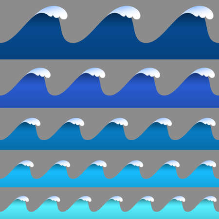 Set of horizontal seamless paper wavy borders. Paper art style. Vector 3D elements.のイラスト素材