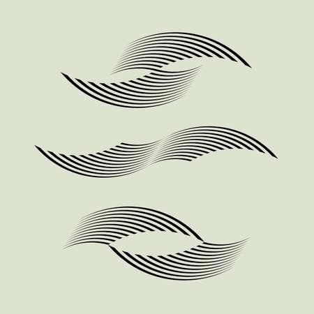 Wavy linear shapes for logo design,web, prints, posters. Set of vector elementのイラスト素材
