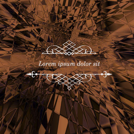 Vintage border frame on geometric brown background. Retro creative template for design. Flourishes Ornamental frame. Vintage vector backgroundのイラスト素材