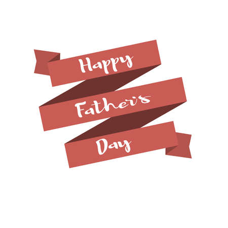 Happy fathers day handwritting lettering on retro ribbon. Vintage banner for Fathers day. Editale vector template for design のイラスト素材