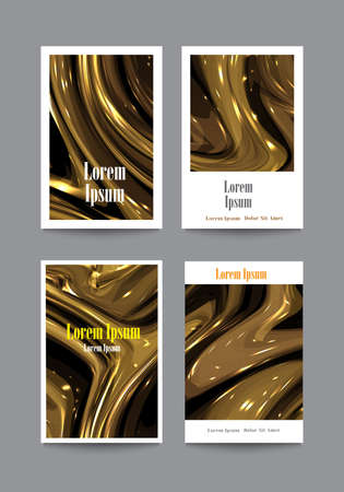 Set of covers with golden light textured shapes. Vector templates for banners, placards, posters, flyers and banner designsのイラスト素材