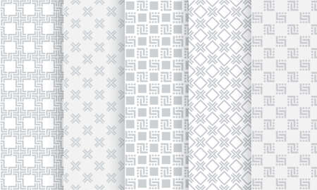 Geometric light grey seamless pattern background set. Vector illustration for stylish design. Abstract geometric wallpaper. Modern universal backgroundのイラスト素材