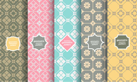 Retro style of different seamless patternsのイラスト素材