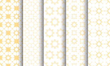 Seamless islamic pattern set, white and golden textureのイラスト素材