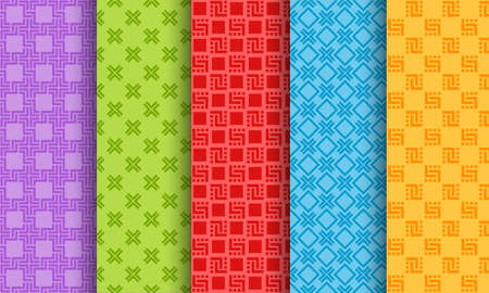 Set of bright different seamless patterns. Vector abstract geometric background. Cute colorful endless texture for print, fabric, baby designのイラスト素材