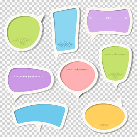 Vector set of paper speech bubbles with calligraphic elements.Vector collection of color elements for designのイラスト素材