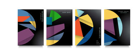 Covers templates set with graphic geometric elements. Geometric shapes for design posters, placards, brochures,covers and banners. Vector illustrationのイラスト素材