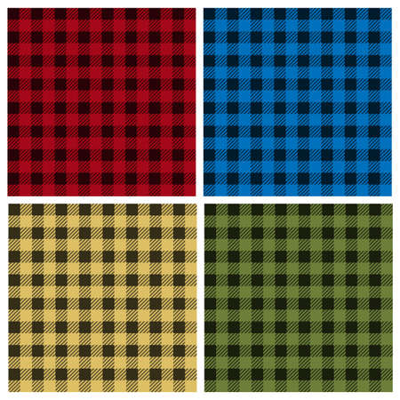 Vector set of umberjack plaid seamless patterns. Vector texture of tartan for wallpaperのイラスト素材