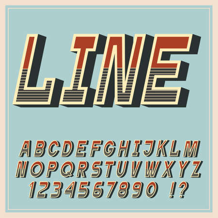 Retro style letters and numbers. Vintage alphabet,font. Vector typeface for labels, titles, postersのイラスト素材