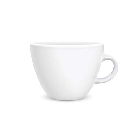 Coffee white cup photorealistic style isolated on white background. Vector template for Mock Up. Vector illustration - Vectorのイラスト素材
