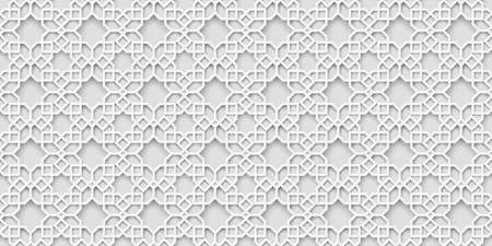 White arabic pattern, islamic background. Arabian wallpaper. Geometric ornament  3d style vector. Texture east traditional motifのイラスト素材