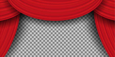 Red realistic curtains, luxury curtains. Theatrical drapes, decor fabric interior drapery textile lambrequinのイラスト素材