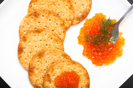 Red caviar sandwichesの写真素材