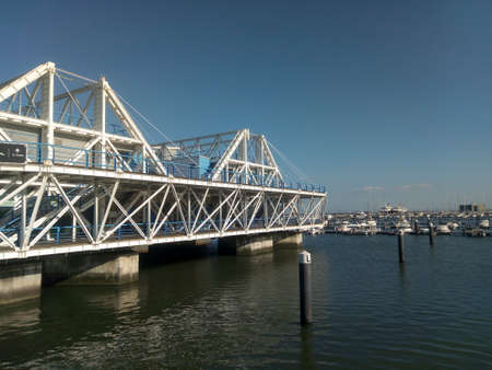 Exoskeleton Structure. Building over the river.の写真素材