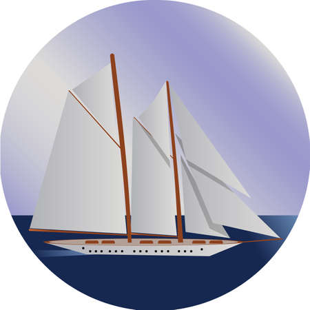 Ship at sea, shipping boat, water transport vector illustrationのイラスト素材