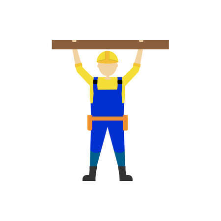 Builder man worker vector character, professional engineer illustrationのイラスト素材
