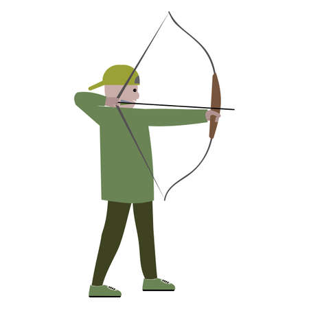 Boy with bow. Archer vector illustrationのイラスト素材