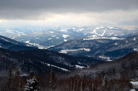 Silesian Beskids, Ustron, winterの写真素材