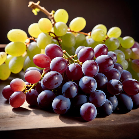 bunch of grapes on a wooden table. tinting. selective focusの素材