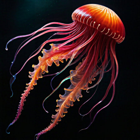 Jellyfish on a black background. 3d rendering, 3d illustration.の素材