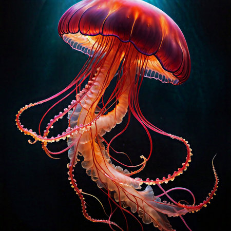 Jellyfish isolated on black background. Jellyfish in aquarium.の素材