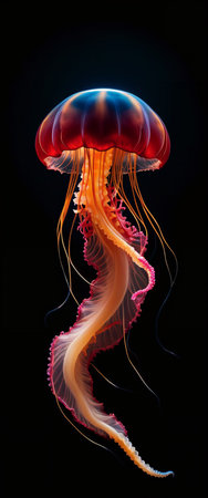 Jellyfish isolated on black background. Realistic vector illustration.の素材