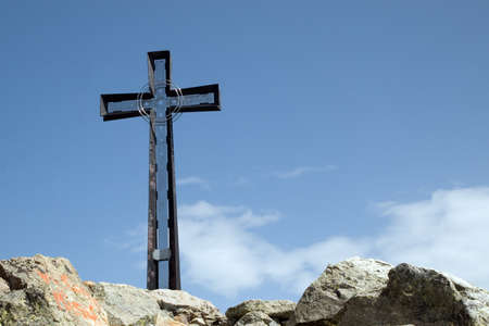 Cross on the Mt. Cesto in italian Alpsの写真素材
