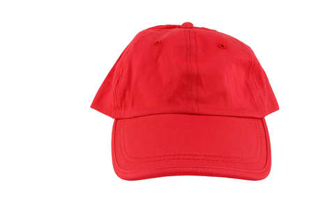 Red baseball cap on whiteの写真素材